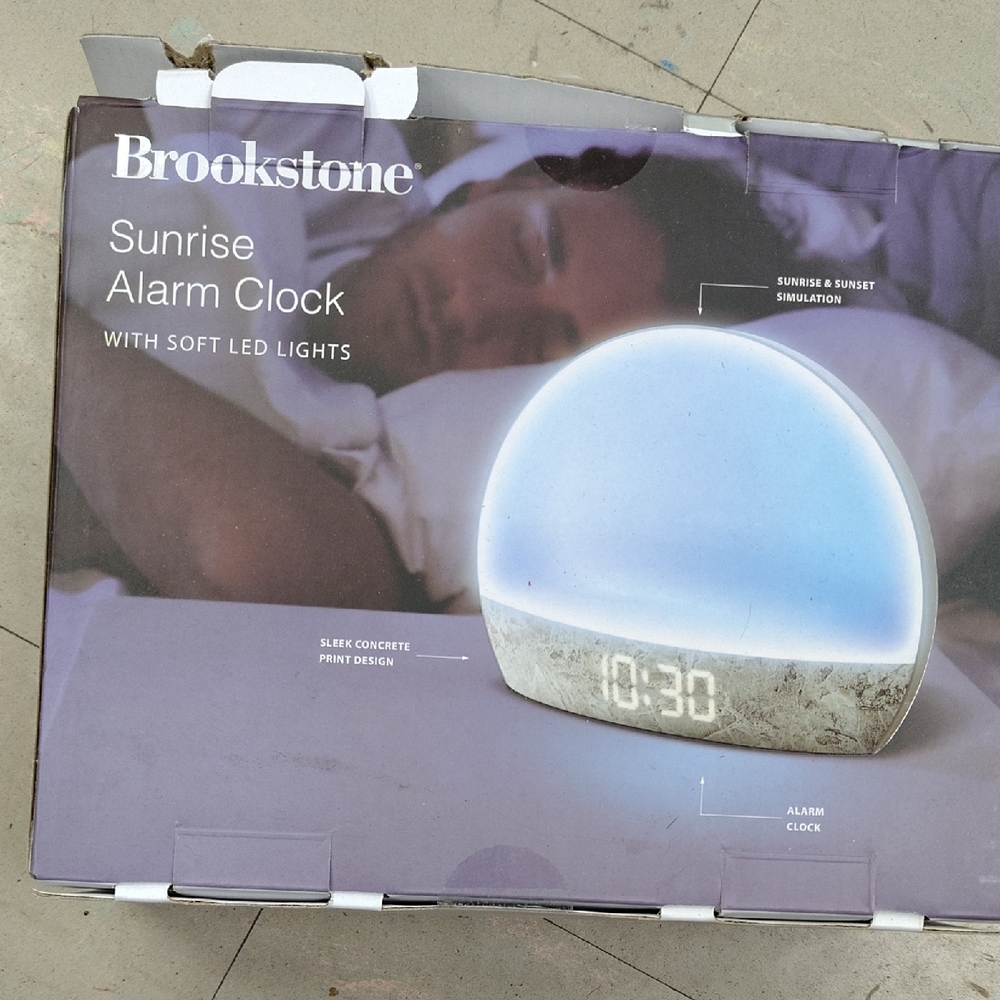 Brookstone Sunrise Alarm Clock with LED Lights - Blue and Gray